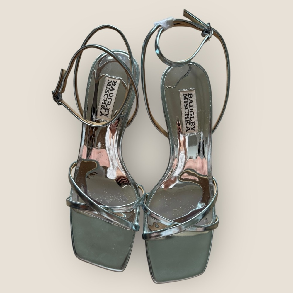 Badgley Mischka Callie Leather Crisscross Ankle-Strap Sandals - Picture 5 of 7